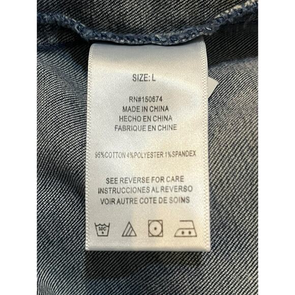 $168 Wash Lab MILLIE Long Sleeve Denim Shirt Dress | Size L -NWT - Picture 9 of 9
